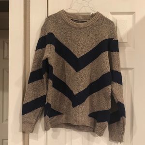 Knit sweater - tan/navy chevron - Riffraff